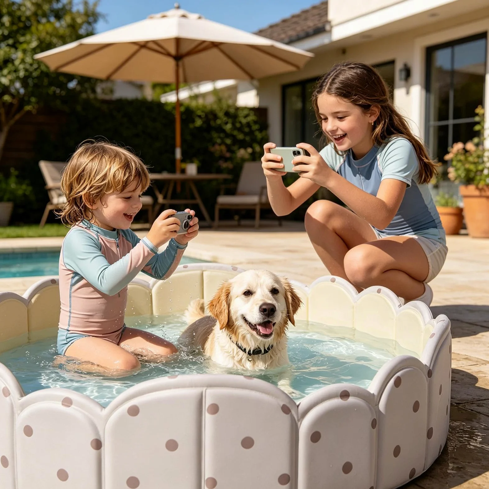 Piscina Plegable para Perros Tina Engrosada No Inflable | Piscina Plegable para Mascotas Niños Playa Jardín Exterior Interior Verano Viaje Parque Juego