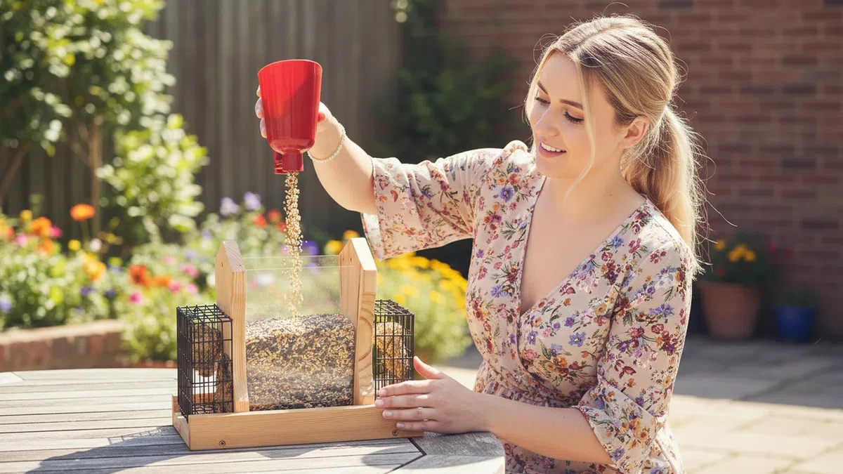 XL Hopper - Comedero para pájaros para exteriores, kits de comedero de pájaros para adultos para construir, comedero de rancho con jaulas de sebo - Cedro rojo resistente de 3/4 pulgadas - Larga