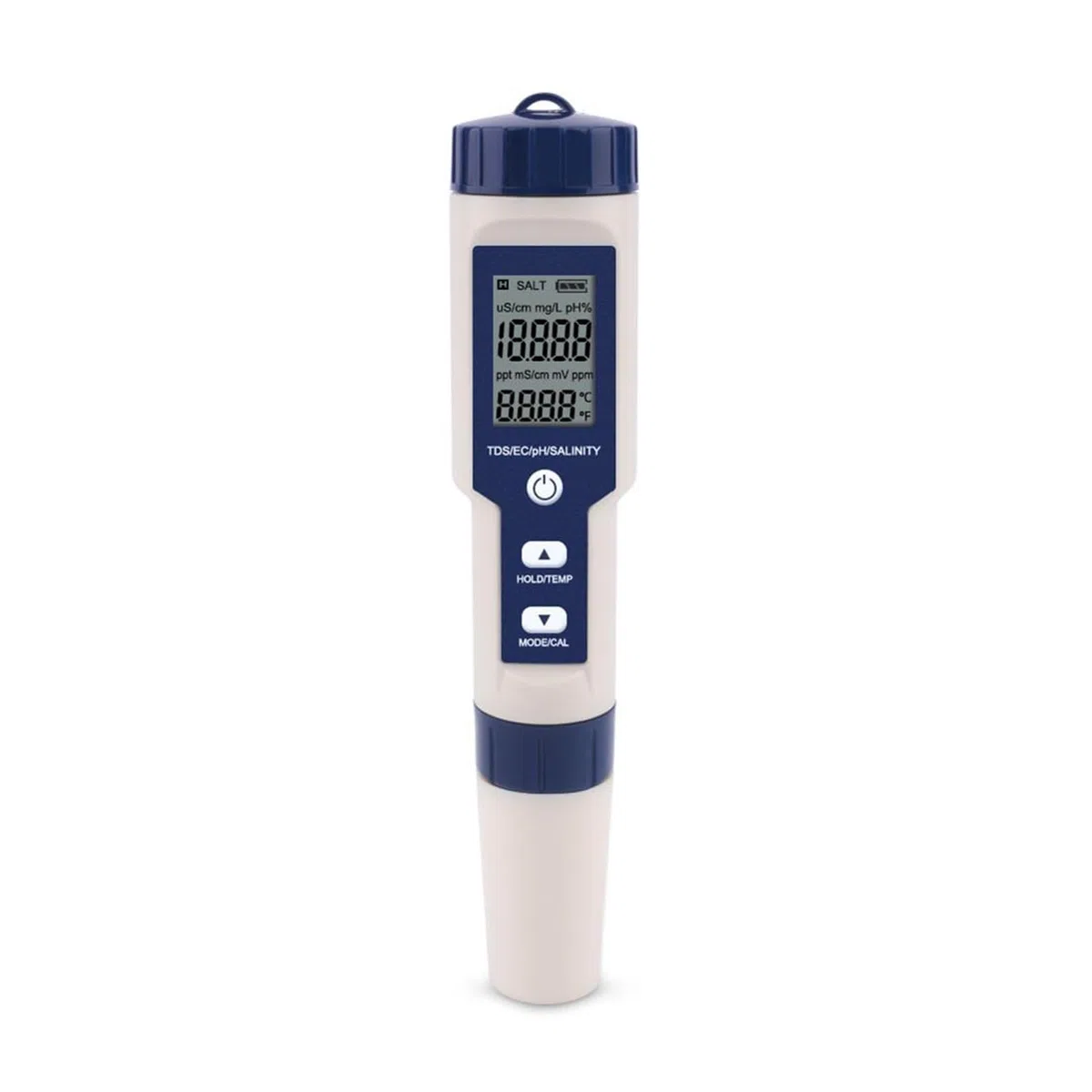 Probador de Agua, Medidor Digital de Calidad del Agua 5 en 1 TDS/EC/PH/salinidad/Temperatura for Piscinas, Agua Potable, acuarios(No Backlight)