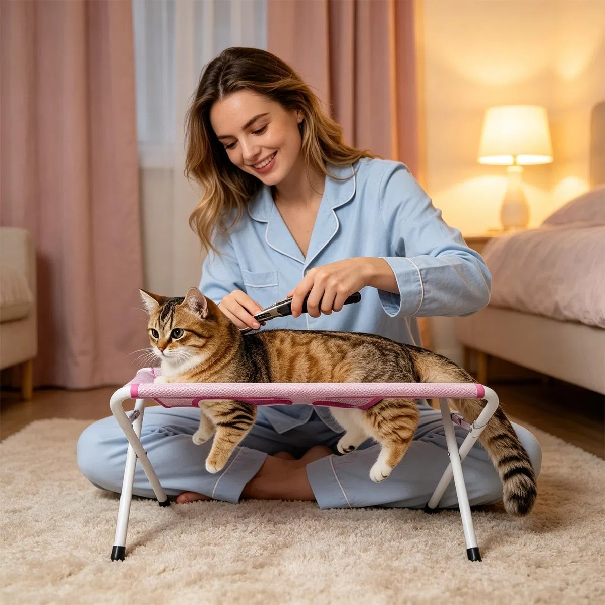 Hamaca de Aseo Mesa Transpirable De 8 Orificios | Arnés hamaca para corte de uñas de gato en mascotas pequeñas y medianas, baño en casa, corte de pelo, uñas y cuidado