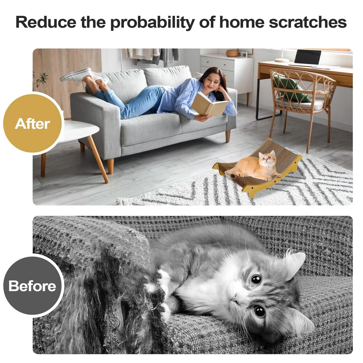 Tablero De Rascado para Gatos Cama para Rascador Felino | Accesorios Para Mascotas Protección Para Muebles Contra Arañazos En Alfombra Sofá Pared Puerta Juego Interior Contra