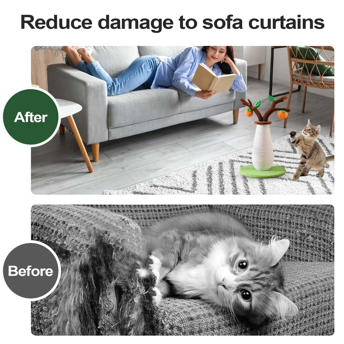 Poste Rascador Para Gatos Juguete para Ejercicio y Protección de Muebles | Rascador Interior Con Juguete De Peluche Para Gatos Para Razas Pequeñas Medianas Grandes Salón Balcón