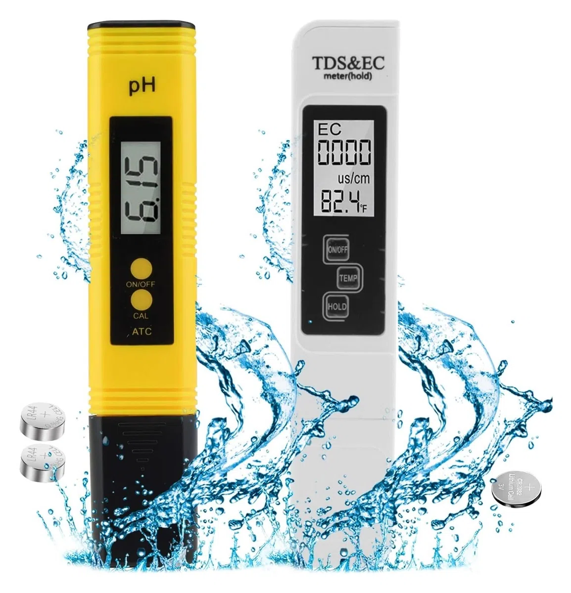 Medidor Agua Medidor TDS Digital Water Tester 0-14 PH Meter 0-9990ppm & EC LCD Pureza del Agua PPM Filtro De Acuario con Baterías Multiusos Preciso Fácil(PH TDS Blue Battery)