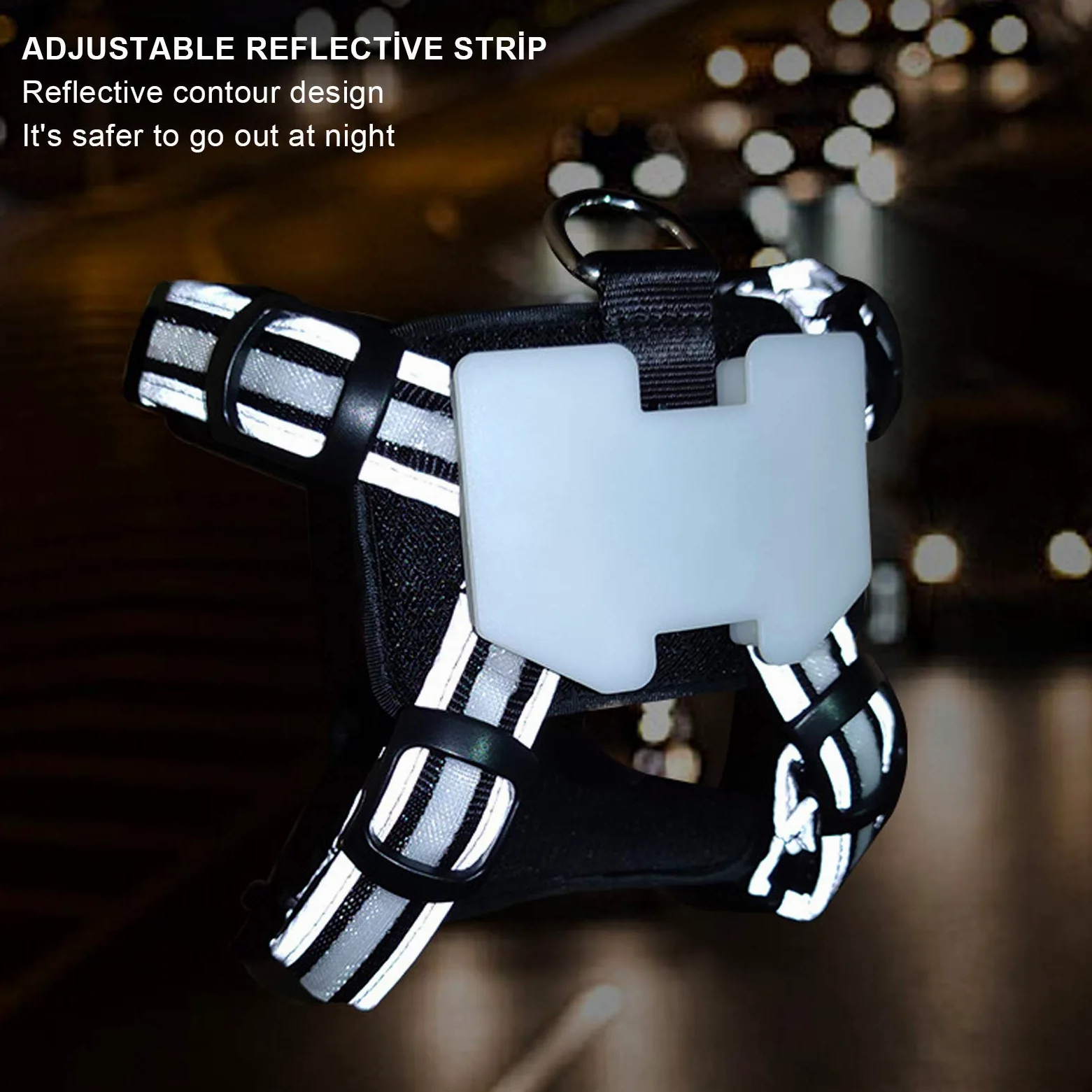 Arnés de Perro Vomekolight, arnés de Perro LED, Correa para el Pecho de Carga USB con Tira Reflectante Ajustable para la Seguridad Nocturna (S)