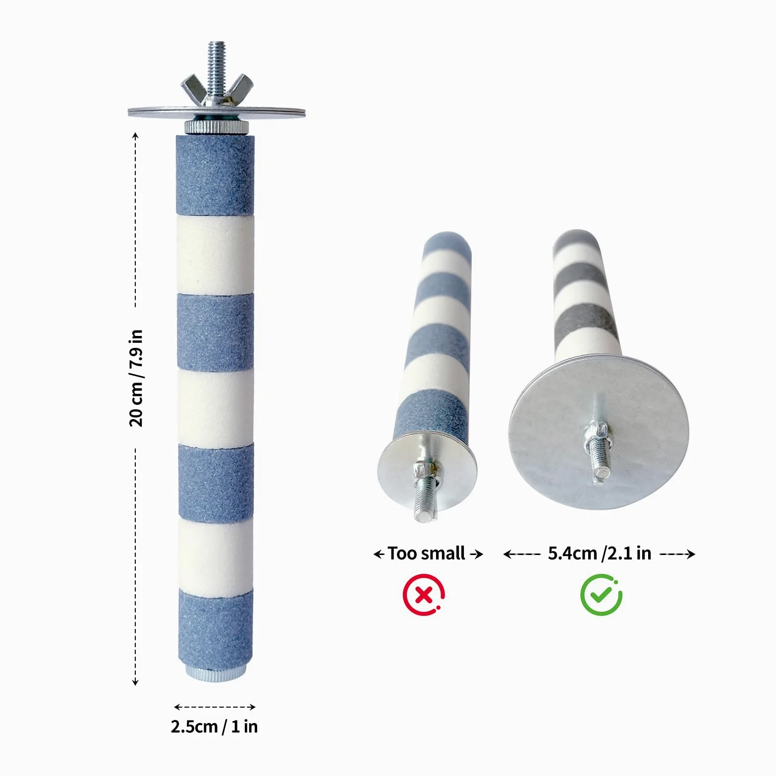 AOTU Perca para pájaros, perca de arenisca natural, perca para loros, perca duradera de pico y garra, piedra de molienda para pájaros, 7.9 x 1 pulgadas, accesorio seguro no tóxico de larga duración