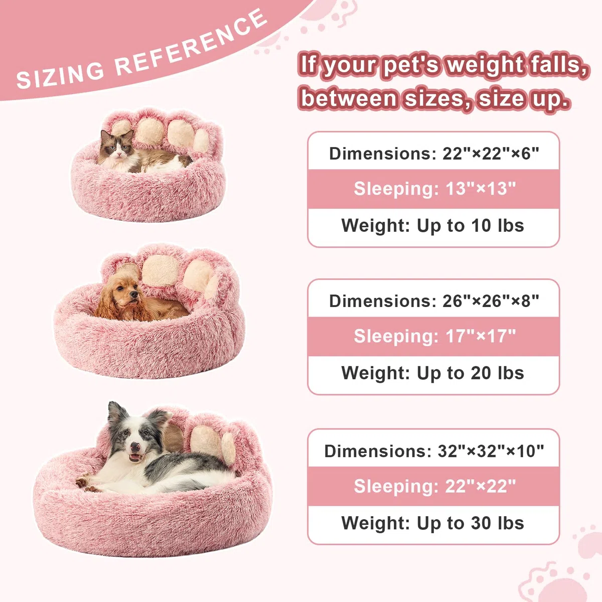 Jiupety Cama Gato Cama Perro, Cama para Mascotas con Forma De Pata, Cama para Perros Pequeños Medianos, Relajante Cama para Perros (L, Rosa)