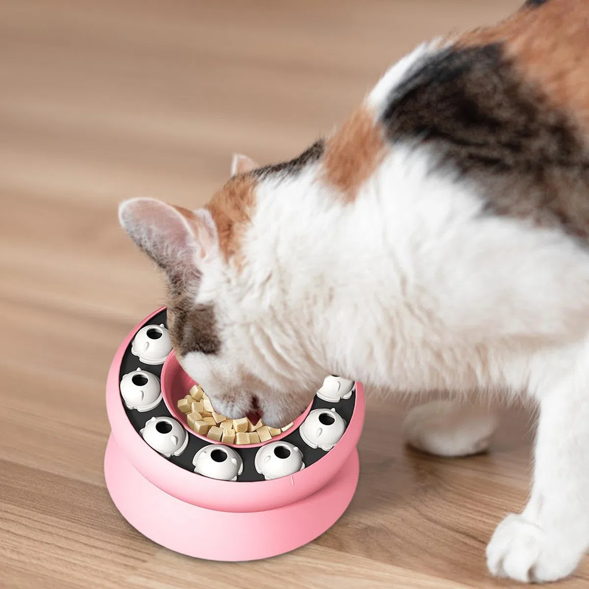 Comedero lento interactivo para gatos contra eslingas