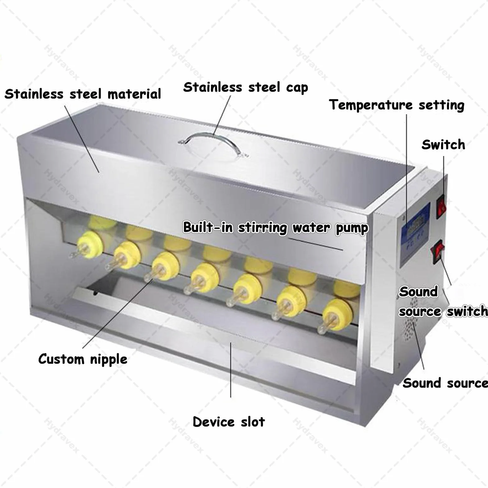 Comedero de leche para lechones de 15/20 L, agitación automática con simulación de sonido, máquina de lactancia de acero inoxidable para corderos y ganado pequeño, evita correr