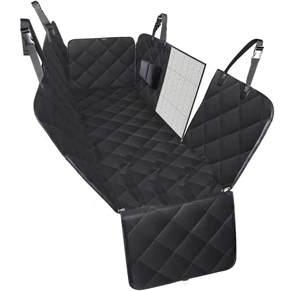 Protector Asiento Coche Perro para Mercedes-Benz B-Class 2010-2025 MPV 5-Seater, Impermeable Antideslizante Asiento Trasero con Ventana de Malla y Bolsillos,All-Black Version