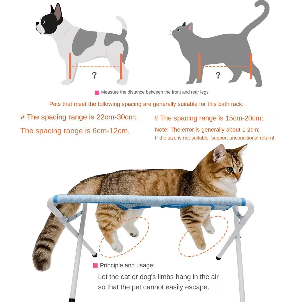 Hamaca de Aseo para Gatos Mesa Transpirable De 8 Orificios | Hamaca de Aseo para Perros Pequeños en mascotas pequeñas y medianas, baño en casa, corte de pelo, uñas y cuidado