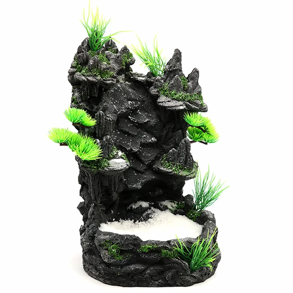 Decoración de acuario de resina artificial, paisaje, peces, para tanque, roca, montaña, vista, arena subacuática, cascada, decoración de cascada de acuario