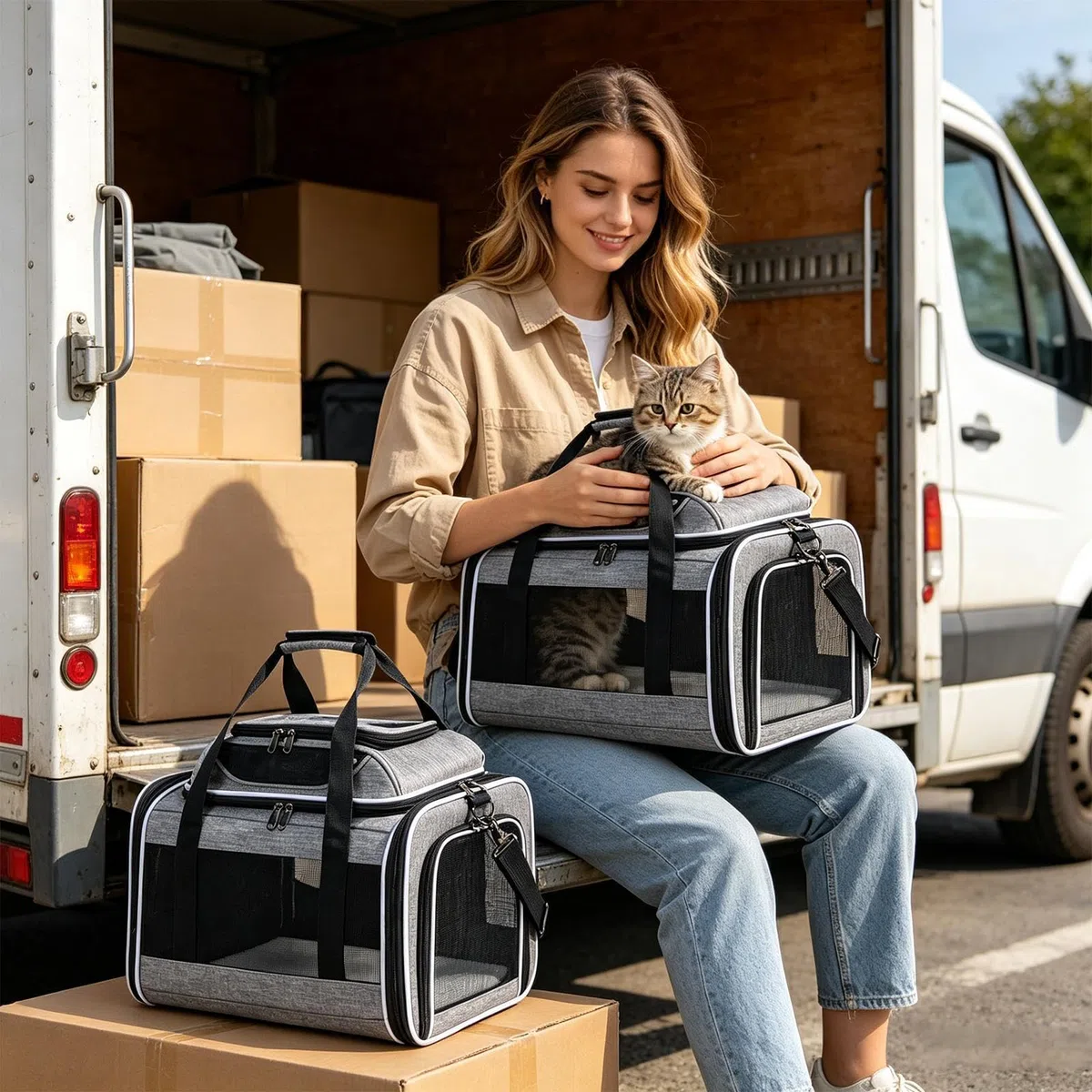 Transportín para gatos De lados blandos, plegable, expandible y de tejido | Transportín plegable Para Conducción de Coche Hogar Senderismo Acampada al Aire Libre Caminatas