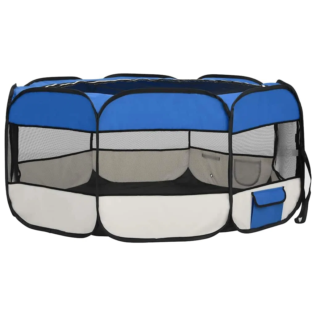 Parque plegable para cachorros, 145 x 145 x 61 cm, marco de acero resistente y poliéster transpirable, con bolsa de transporte para jardín, camping, interior y exterior, valla para