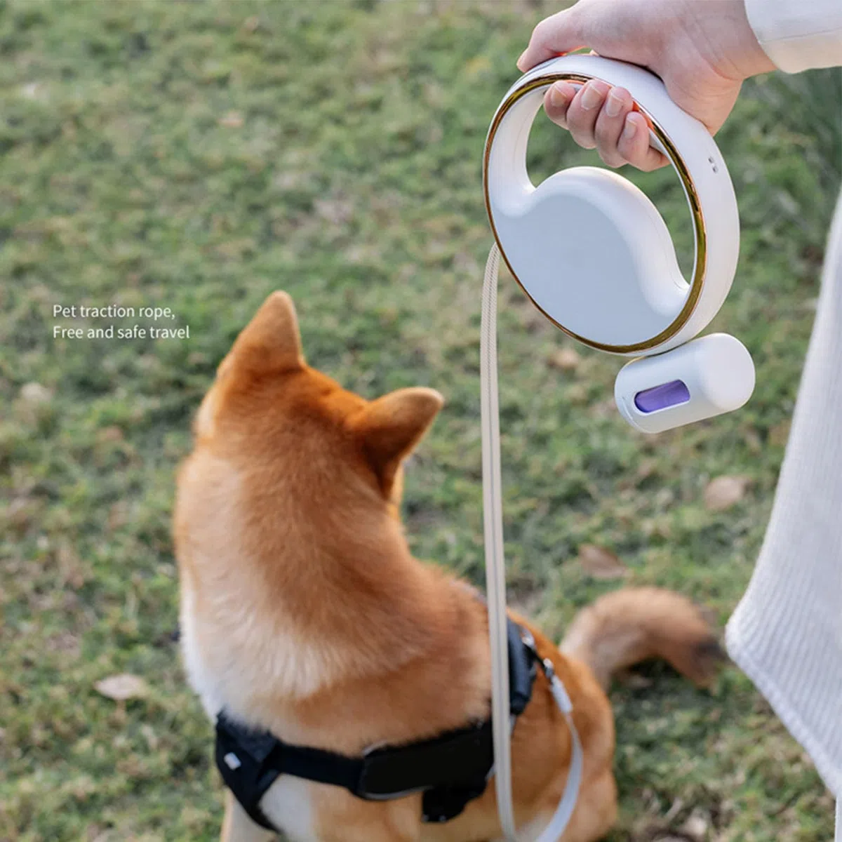 Correa retráctil para Mascotas, luz LED Segura, Cuerda automática para Caminar para Mascotas con dispensador de Bolsas de Basura para Perros y Gatos medianos y Grandes
