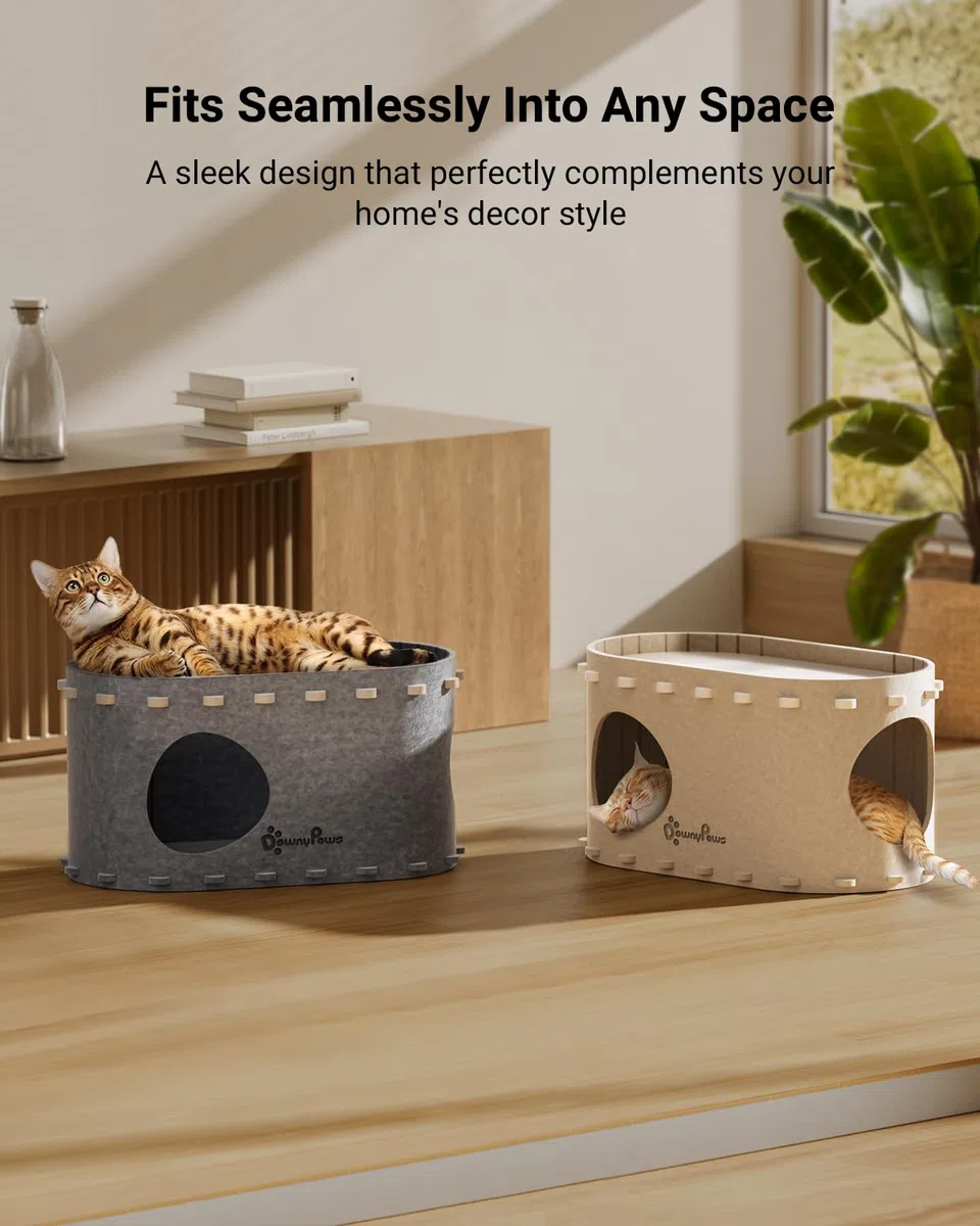 DownyPaws Camas para gatos de interior crema cueva