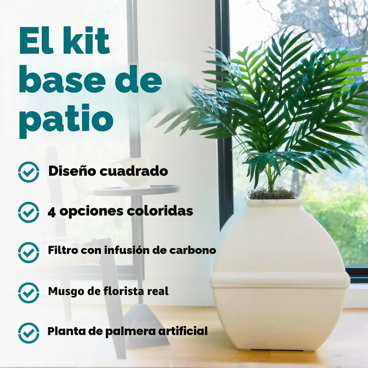 Good Pet Stuff, The Courtyard - Caja de Arena Oculta, Plantas Artificiales y Caja de Arena Cuadrada Cerrada para Gatos, Filtro ventilado y de Olor, fácil de Limpiar, Abedul Blanco