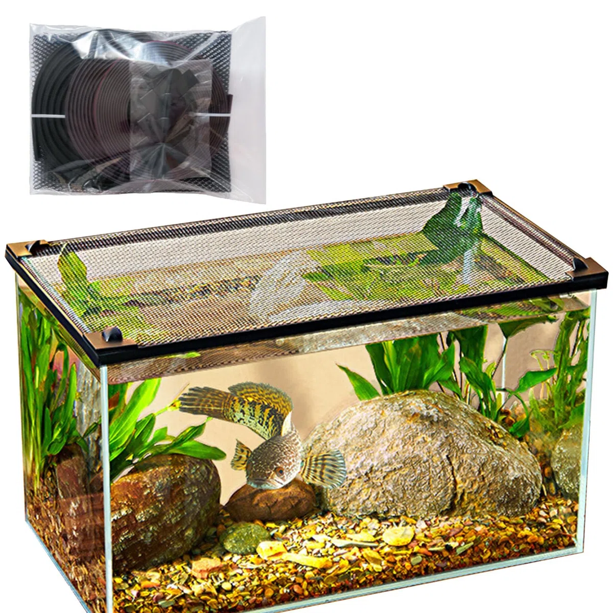 Tapa de malla for acuario, ideal for decoración, 80 cm largo x 30 ancho(Width:30cm)