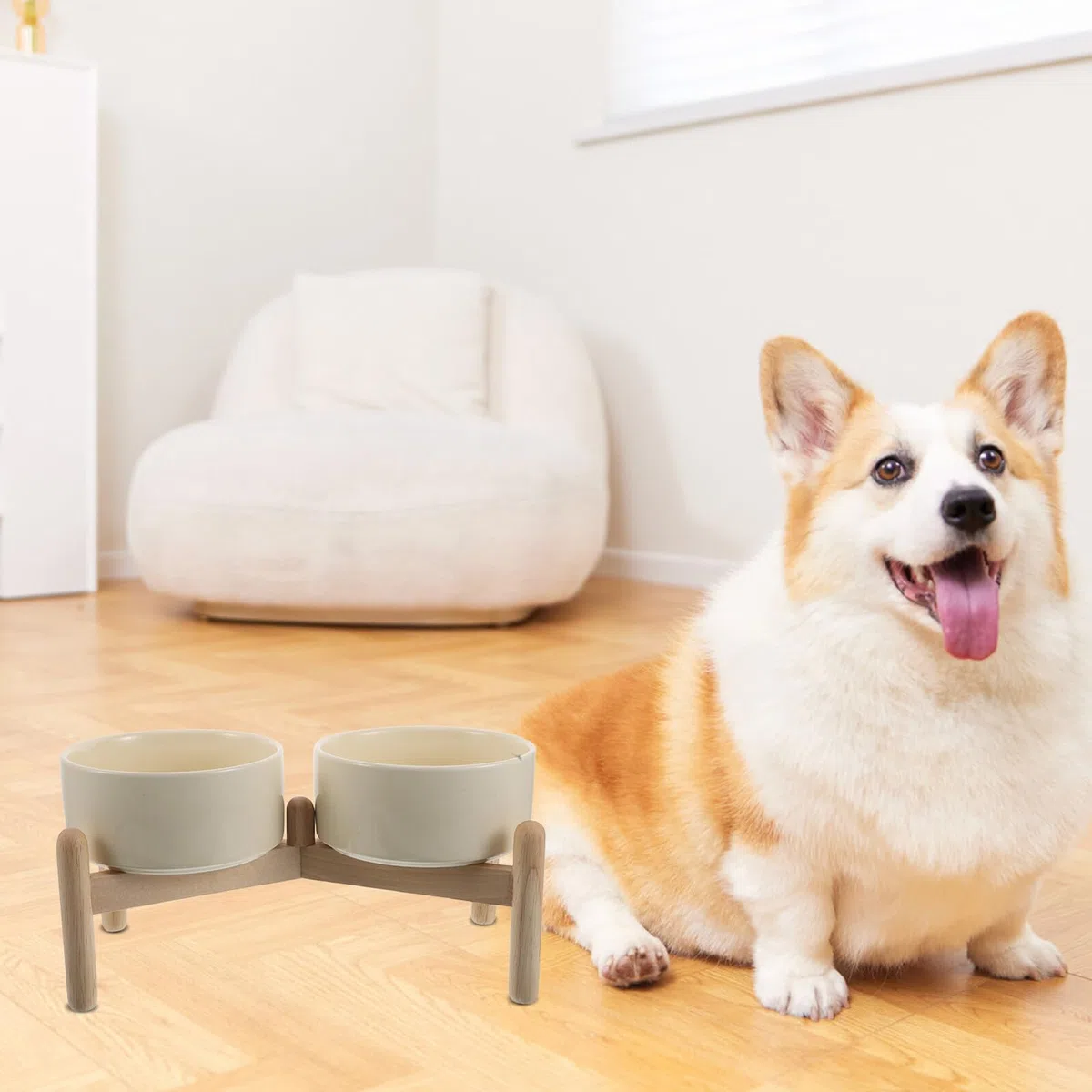 Comedero Alto para Mascotas De 850 Ml Comedero Elevado para Perros Soporte para para Mascotas Bebedero De Madera para Perros