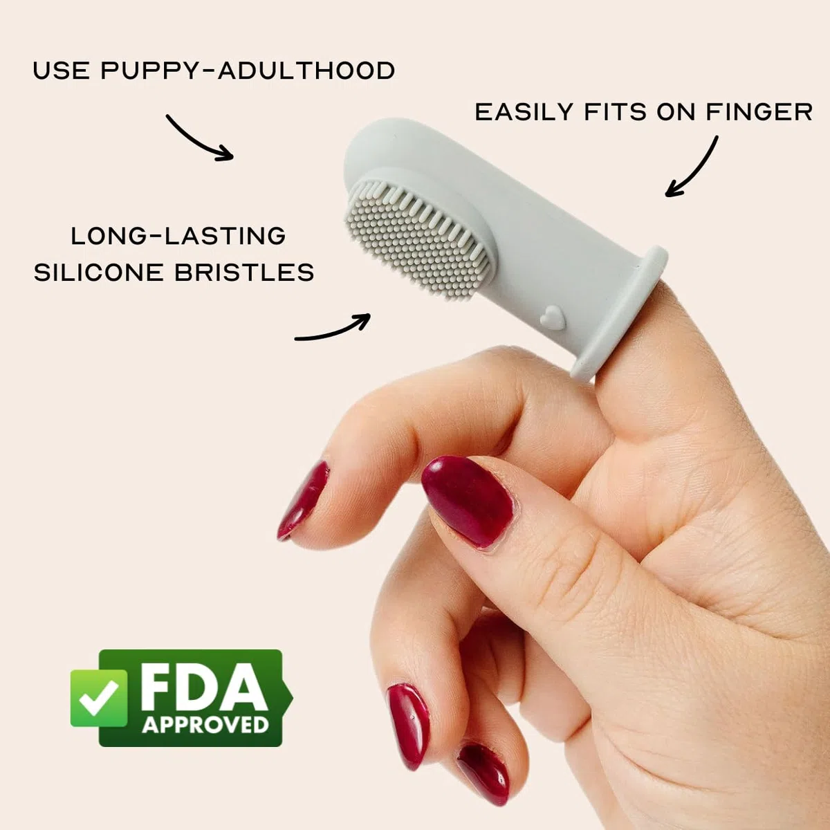 Pupwell Puppy Breath Daily - Cepillo de dientes de dedo de perro para el mal aliento, elimina la placa y la acumulación de sarro, hecho de silicona (azul pizarra)