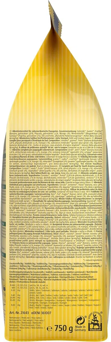 Vitakraft B-08315 Amazonian Loros - 750 gr