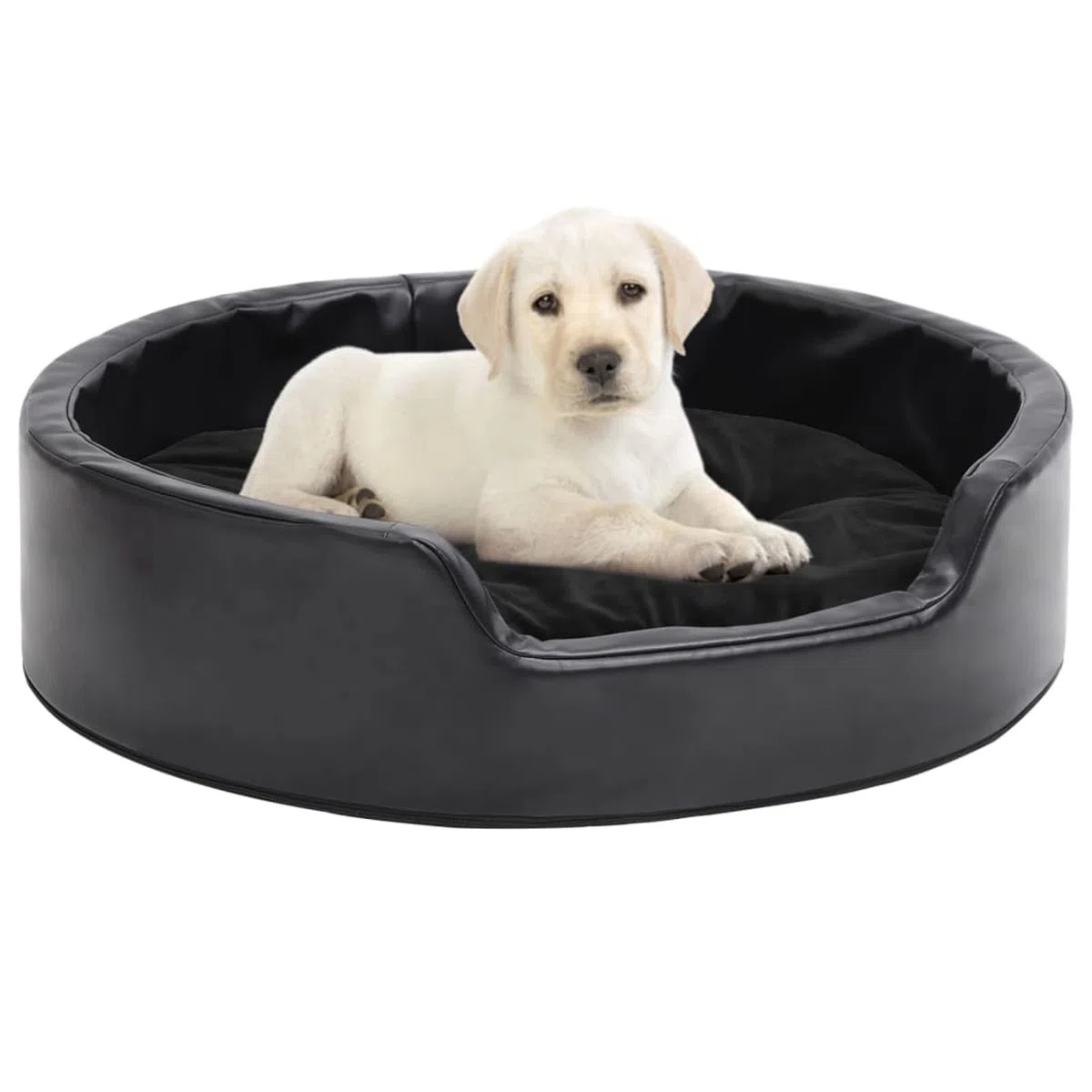ZHOUMIN Cama para Perros, Sofa Perro, Colchon Perro, Sofá Cama para Mascotas, Felpa y Cuero sintético Negra 69x59x19 cm