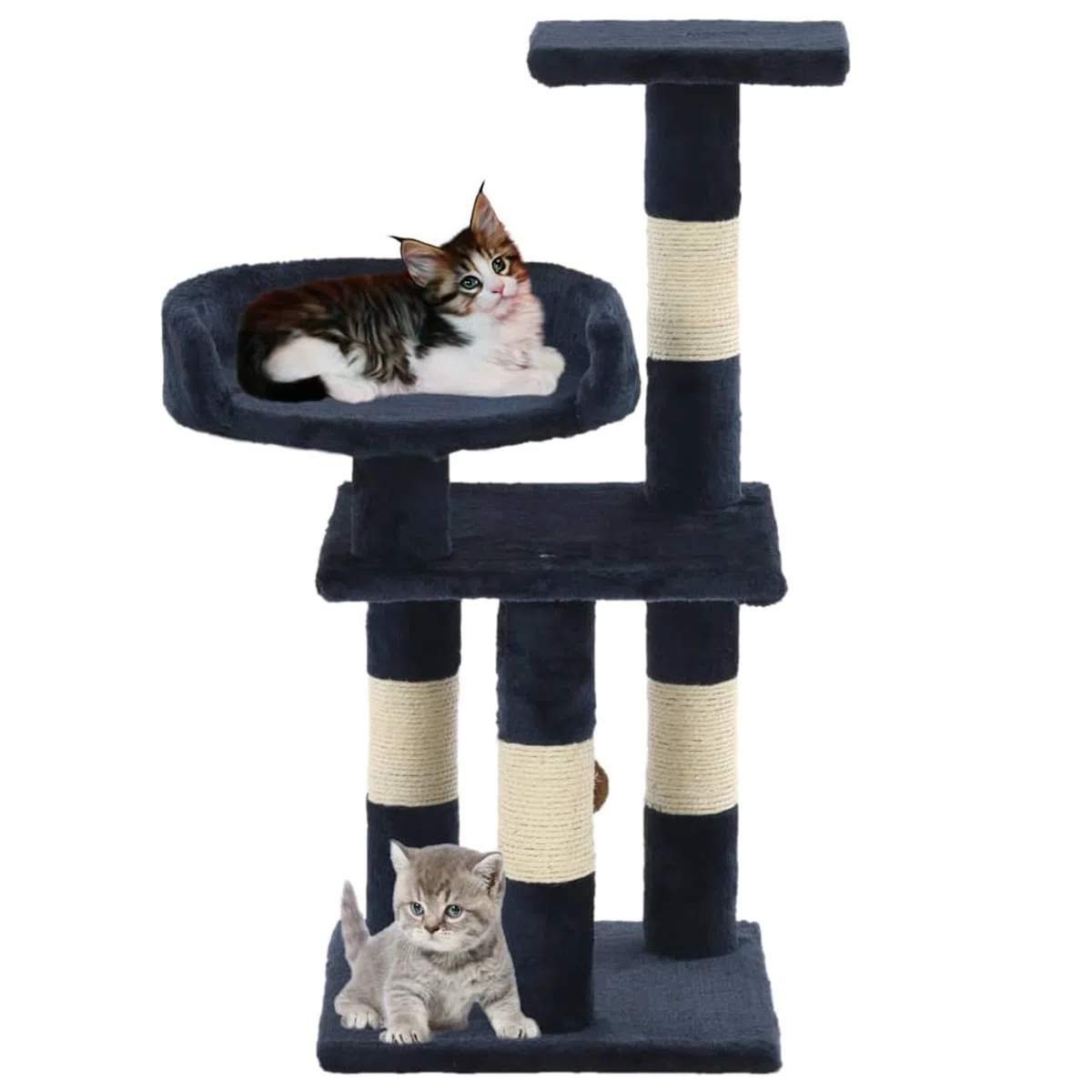 Rascador para Gatos con Poste de sisal, JUNZAI Arbol para Gatos, Gatos Accesorios, Arranhador para Gatos, Arbol Rascador Gatos, 65 cm Azul