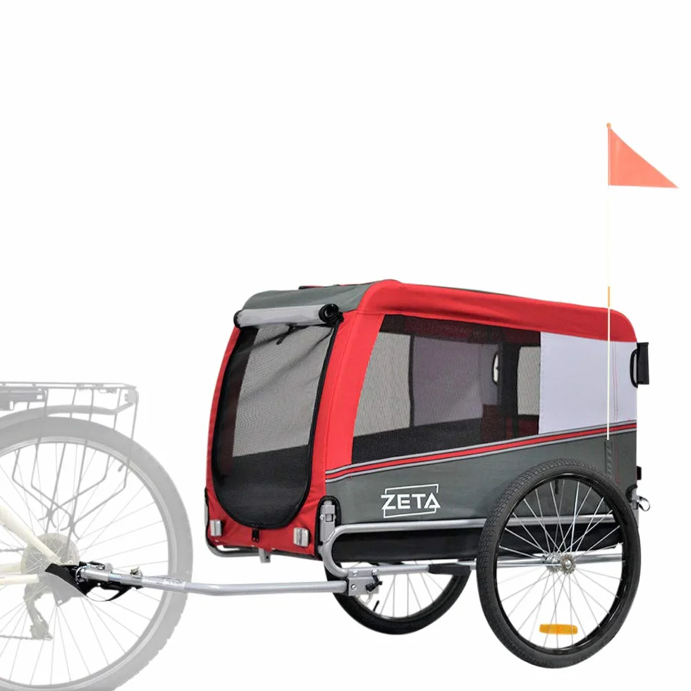 PAPILIOSHOP Zeta - Remolque para bicicleta, cochecito de transporte para perros y animales (rojo, L)