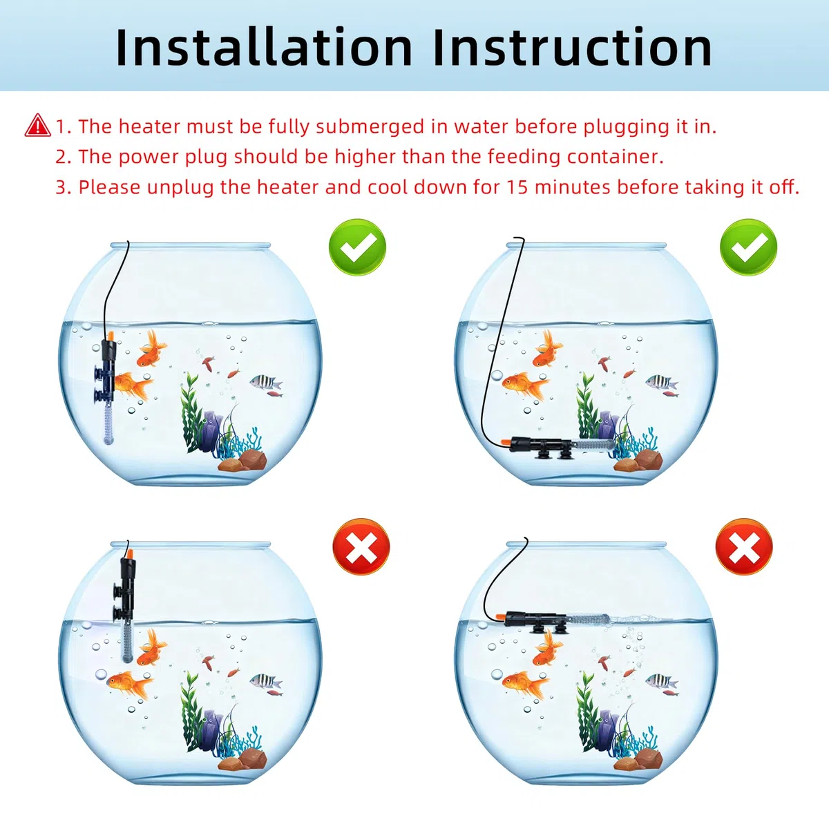 HiTauing Calentador de Acuario de 25 W/50 W/100 W/200 W/300 W, Calentador de pecera Ajustable con termómetro Digital, Calentador Sumergible de Tanque de Betta/Tortuga para Tanques de Agua Dulce y