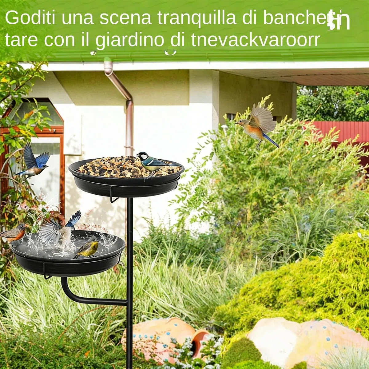 Bebedero para Pájaros Exterior Cuenco De Pie De Metal | Bebedero De Metal Con Base De Estaca De 4 Púas Decoración Para Jardín Exterior Patio Porche Césped Y Hogar Para Papá Y Mamá