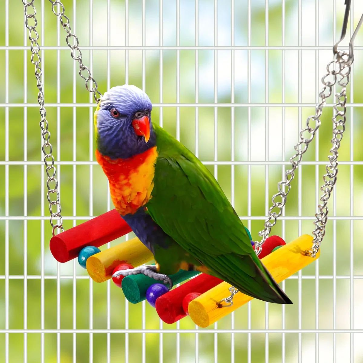 Juguetes de columpio para pájaros, juguetes de periquitos, juguetes naturales para pájaros, accesorios de jaula de pájaros, masticables, perchas colgantes para pájaros, adecuadas para
