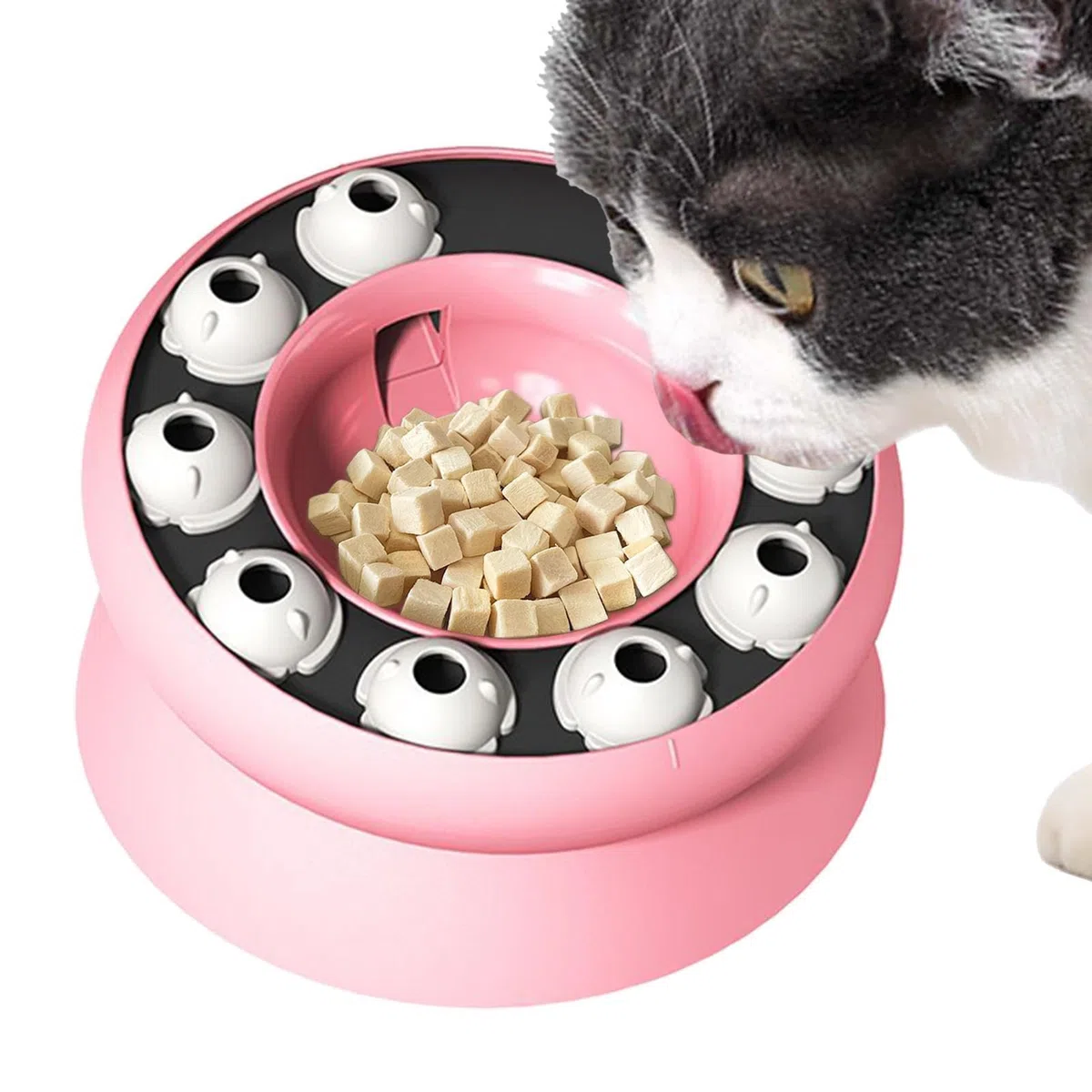 Comedero lento interactivo para gatos contra eslingas