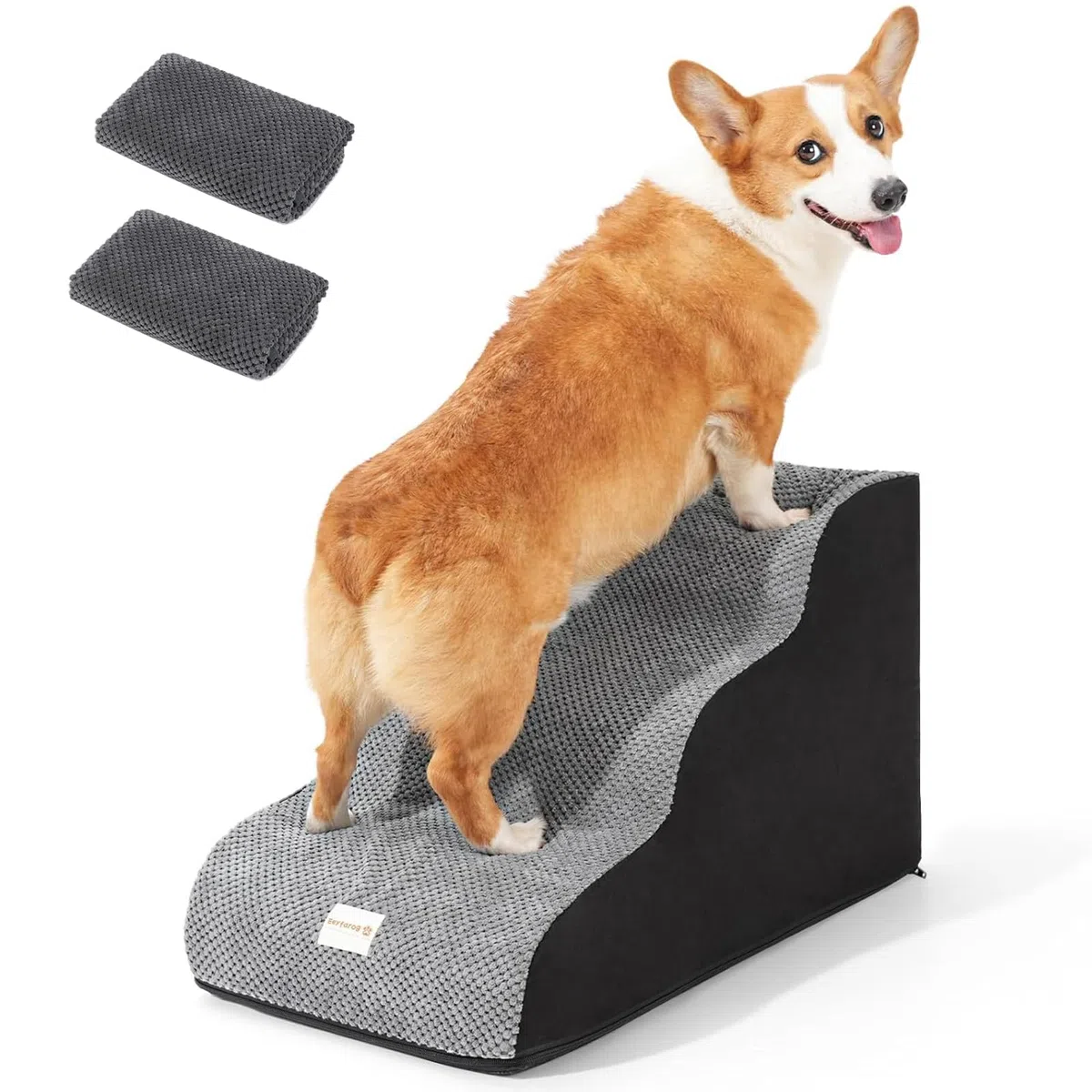 Escalera para perros de 40 cm para perros pequeños, impermeable, lavable, 3 peldaños, de espuma, antideslizante, para gatos lesionados, 40 cm