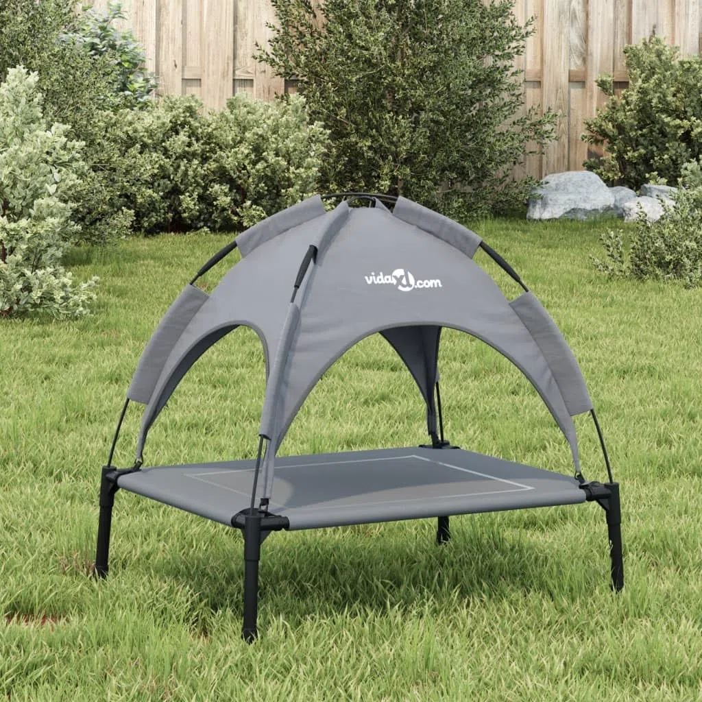 Cama para perros con techo Antracita Tela Oxford y Acero para Perro Gato Salón LH695271
