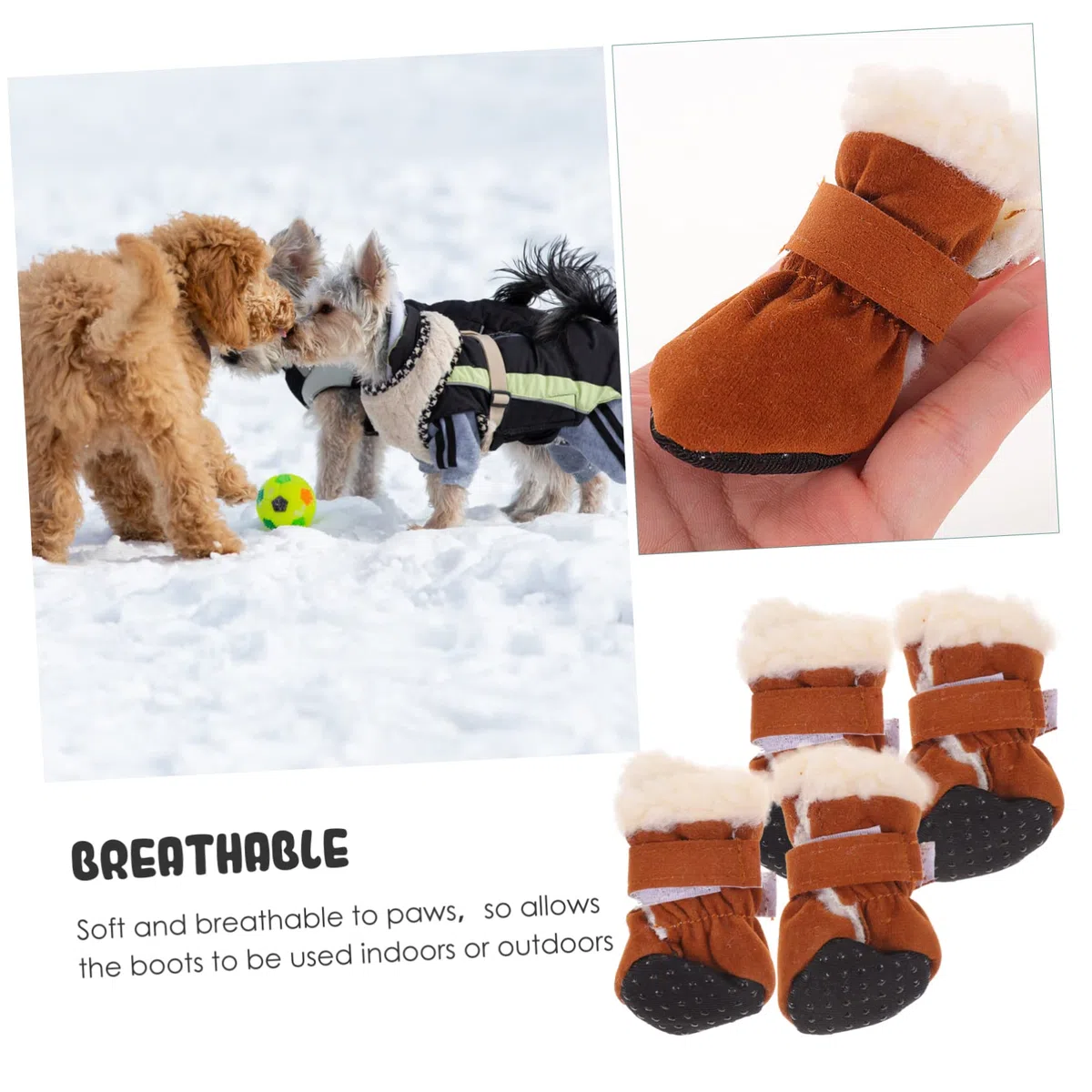 YARNOW 4 Piezas Fundas Cálidas para Pies De Perros Botas Protectoras para Perros Medianos Botas De Invierno para Pequeños para Caminatas Nieve y Hielo Suministros para Mascotas