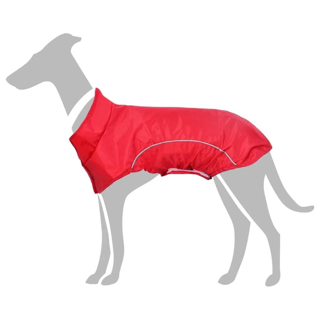 Chubasquero para perros con tiras reflectantes de poliéster, color rojo, talla 3XL, impermeable y resistente al viento, transpirable para invierno y otoño, con cierre de y orificio para el