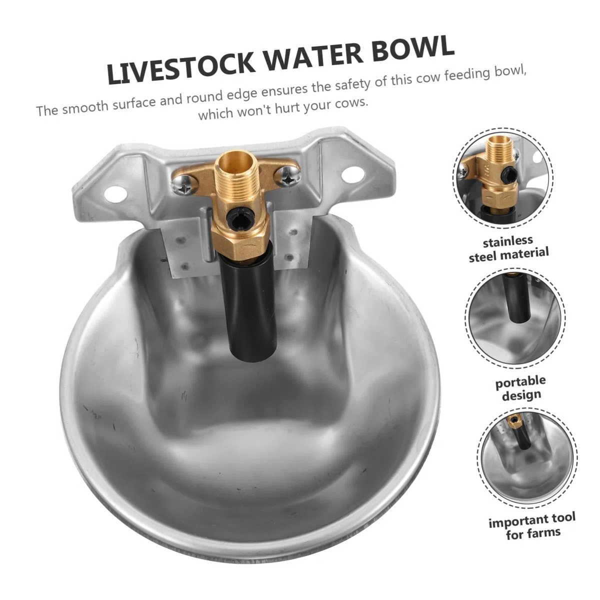 Dispensador Automático de Agua para Ganado y Vacas, Bebedero Exterior de Acero Inoxidable 304, Cuenco Grande para Ovejas y Cabras, Suministro Estable y Nivel Constante, Uso