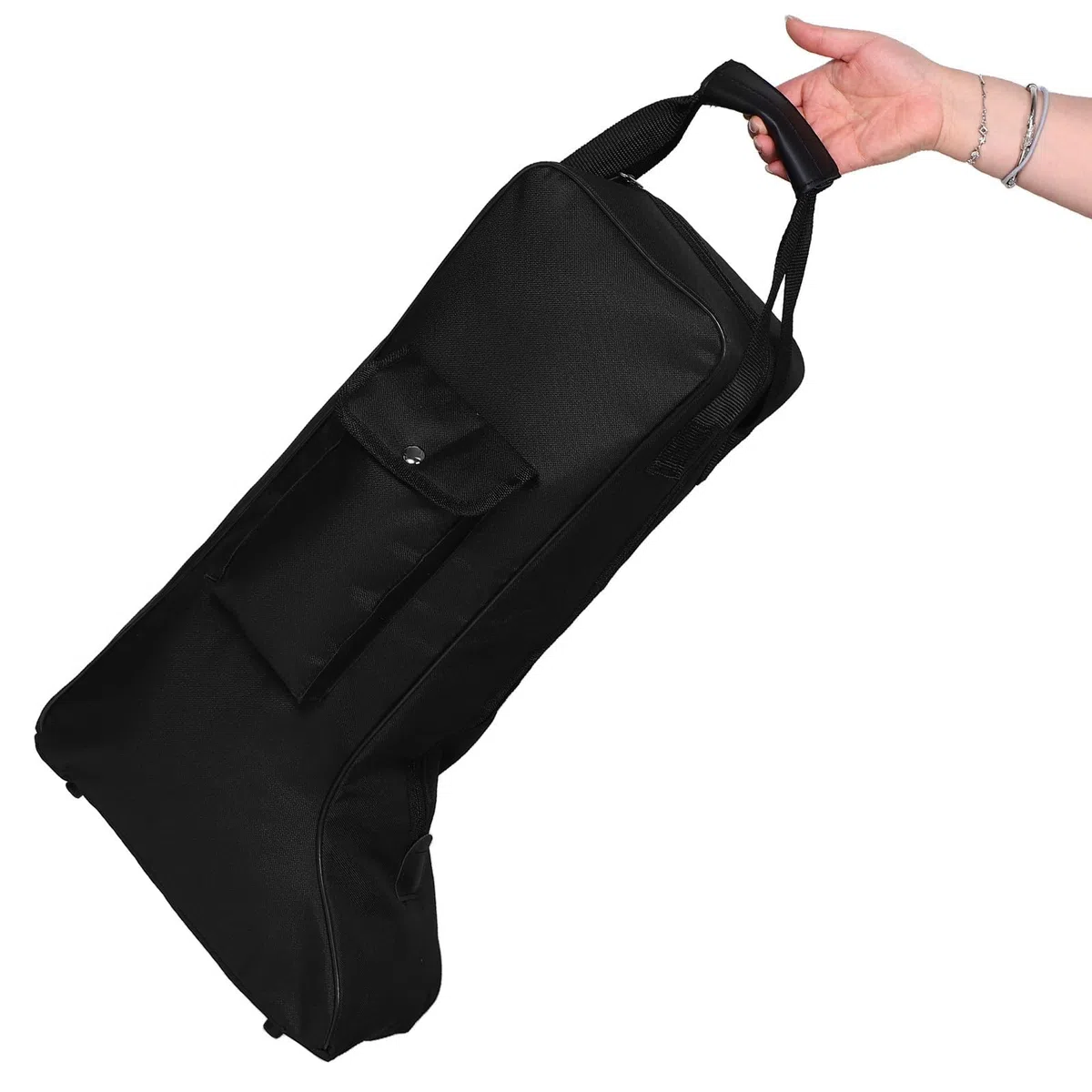 Bolsa Negra Oxford de Botas de Tela Equitación para Altas Bolsillo Frontal