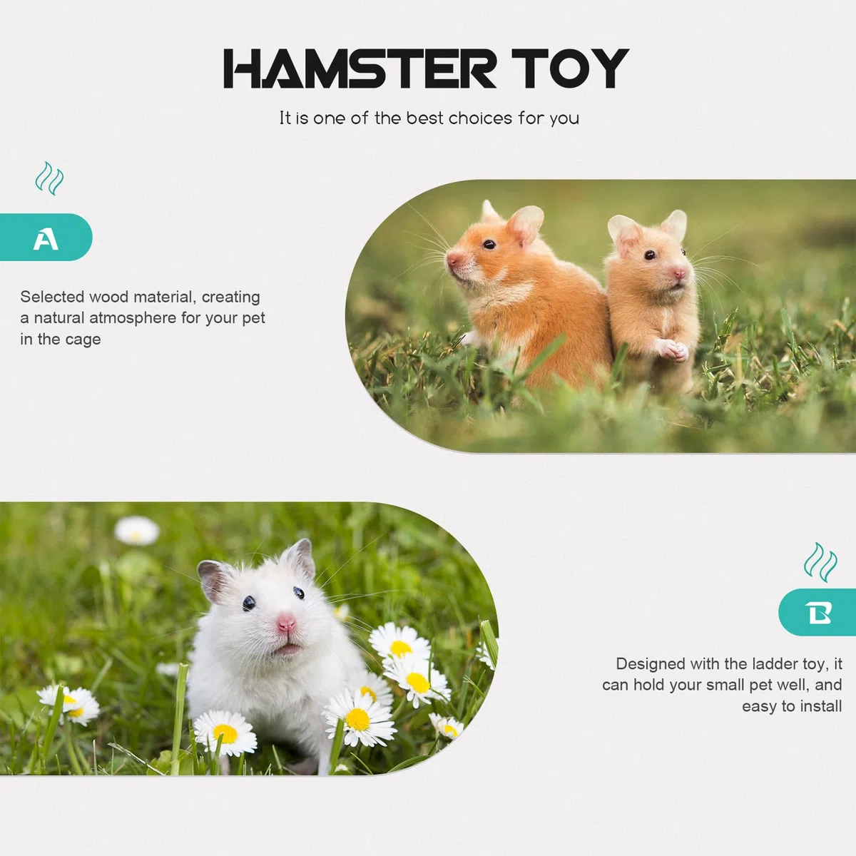 ifundom Juguete para Hámster Plataforma y Escalera, Material Sintético Bordes Redondeados y Superficie Lisa para Jaula de Pájaros y Pequeños Roedores