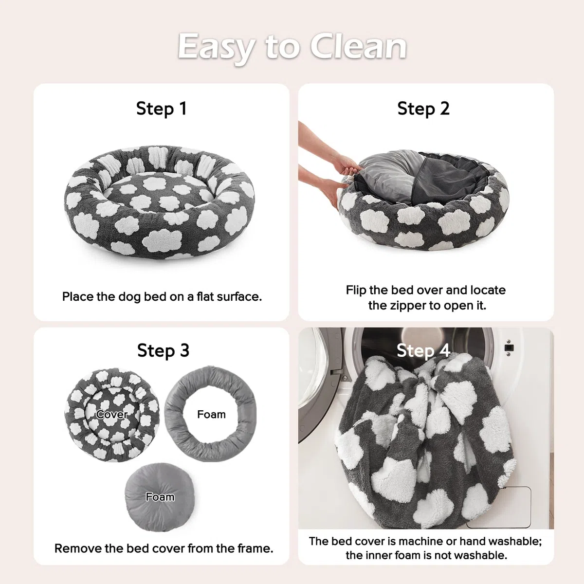 JOEJOY Cama para perros de tamaño mediano, bonita cama redonda calmante para perros con funda extraíble lavable, camas ortopédicas para mascotas de 30 pulgadas con felpa lanuda jacquard y parte