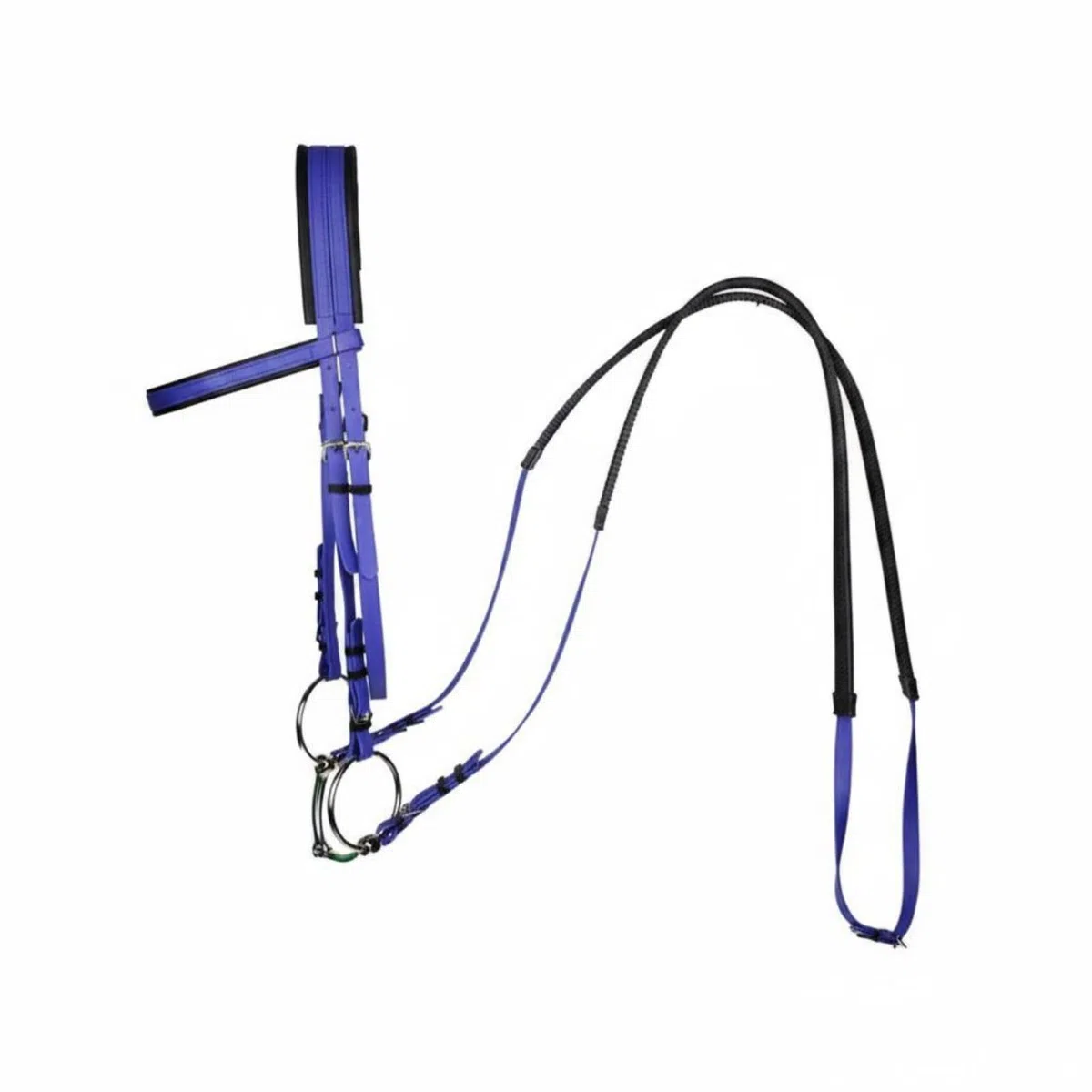 Brida para Caballo con Antideslizantes Cabezada Regulable Material de PVC Grueso Incluido Adecuado para Jinetes Profesionales y Paseos, Azul