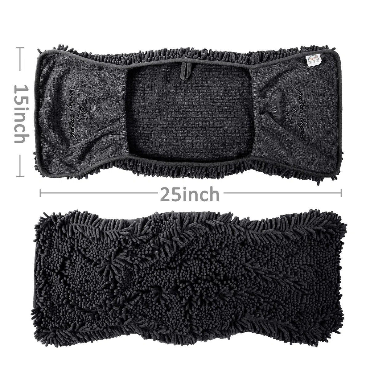 Patas Lague Paquete de 2 toallas absorbentes de lujo para perro, (35 x 15 pulgadas), microfibra extra grande, secado rápido, con bolsillos para las manos, toalla para mascotas para perros y gatos