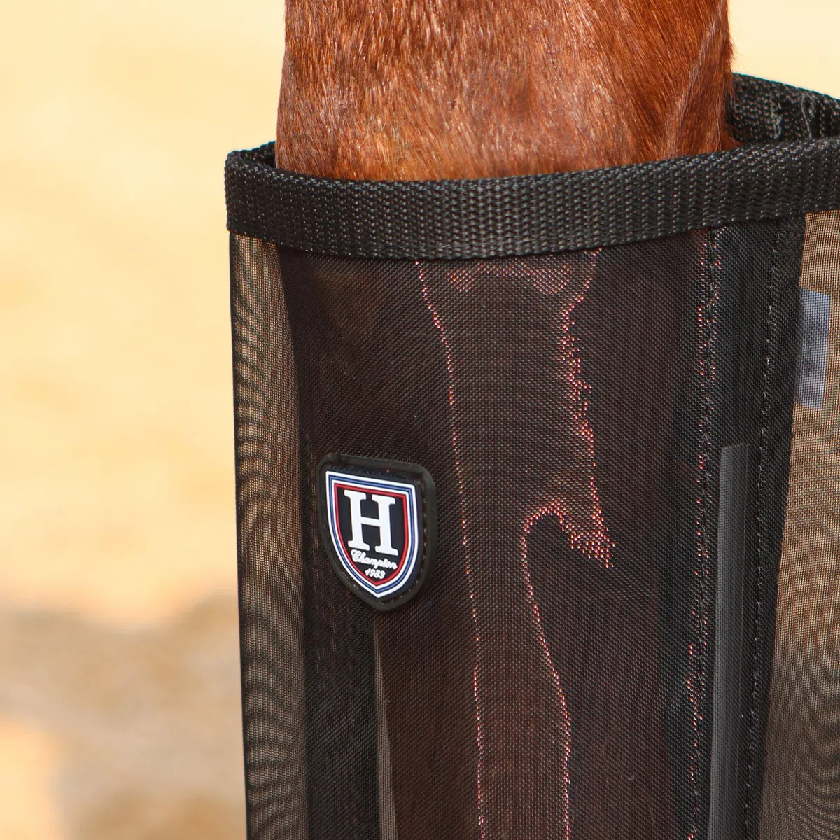 Harrison Howard Leggings Holgados con Mosca de Caballo, Transpirables, Resistentes al desgarro, Protectores de Pierna de Malla Fina, Botas cómodas (Juego de 4), Color Negro, Talla L
