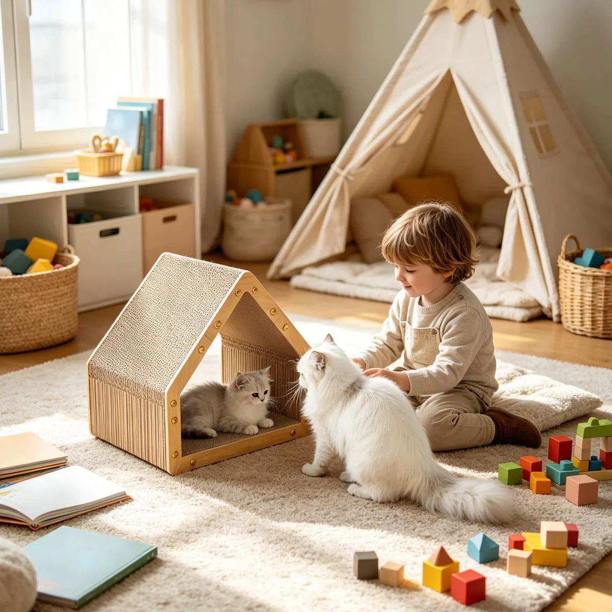 Una casa rascadora para Gatos Cama Interactiva de Juego para Mascotas y | Tablero Rascador para Gatos El en interior exterior escalada hogar dormitorio apartamento dormir y descanso