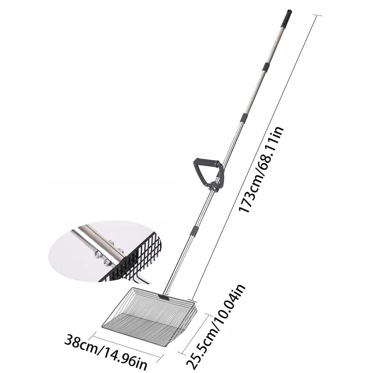 Pala higiénica para limpiar la arena del gallinero, pala higiénica para residuos animales domésticos – Herramienta ajustable en longitud y resistente para aves de corral, perros, conejos, exteriores