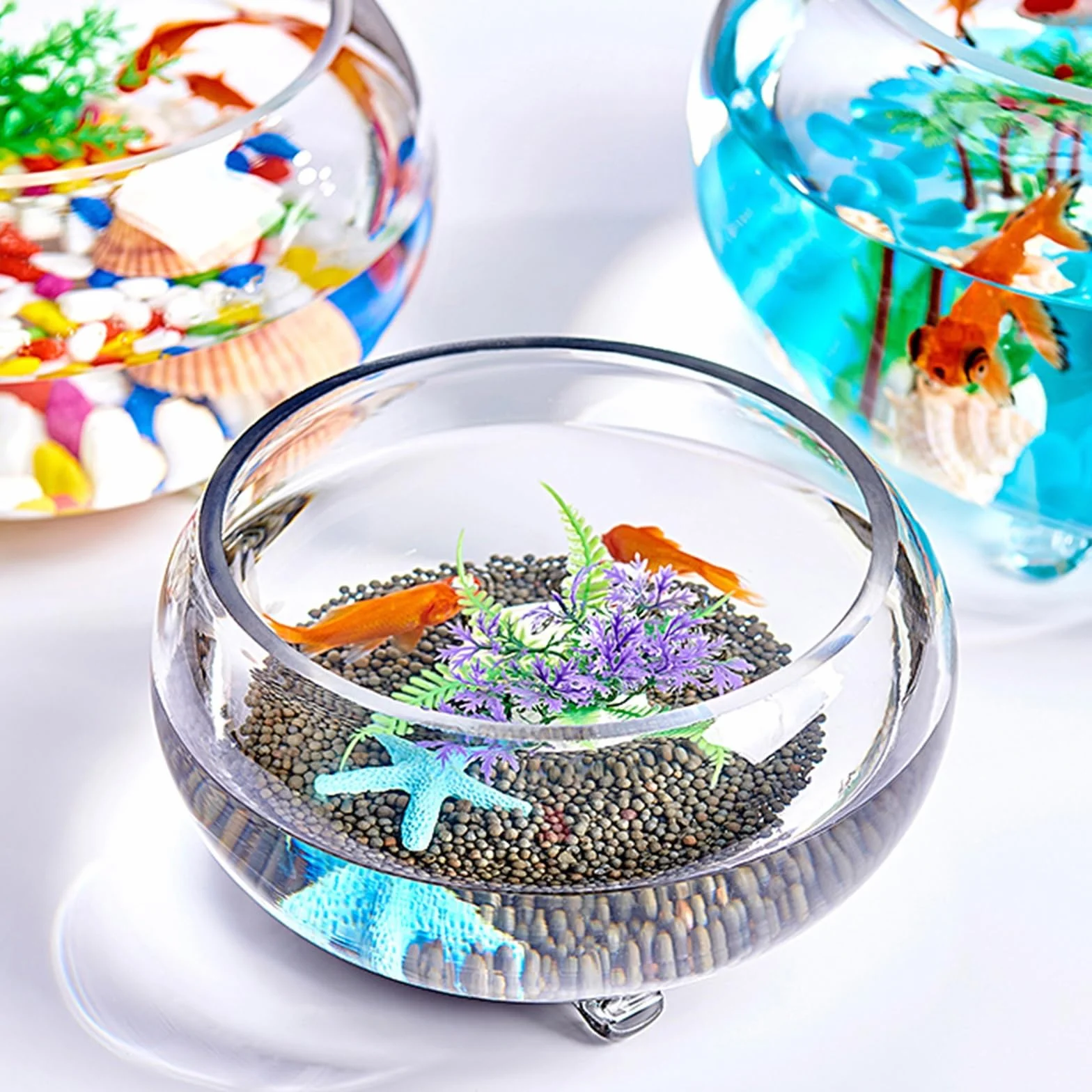 Acuario Tanque de Peces de Vidrio Transparente Engrosado, Tanque de Tortuga con Soporte, Tanque ecológico de pie pequeño, hogar, Sala de Estar, Oficina, Escritorio Peces Acuario(Grande)