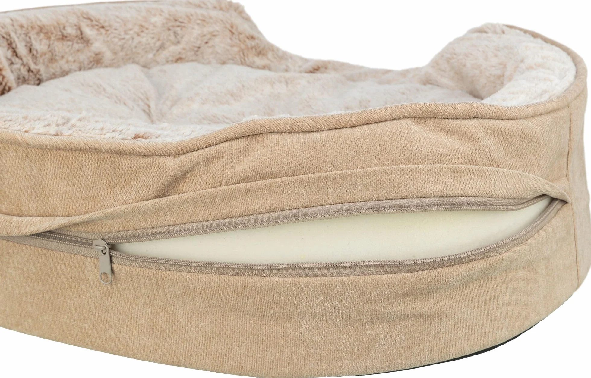 Trixie Cama para Perros Vital Lino Soft, Ovalada, cojín ortopédico para Perros en Beige/Crema, 60 × 45 cm – Acogedora Cesta para Perros con Espuma viscoelástica para Efecto Memoria – 374065