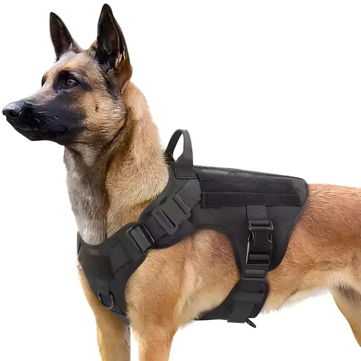 Special Force K9 - Arnés táctico para perros medianos y grandes con asa, arnés de seguridad ajustable acolchado (marrón, L)