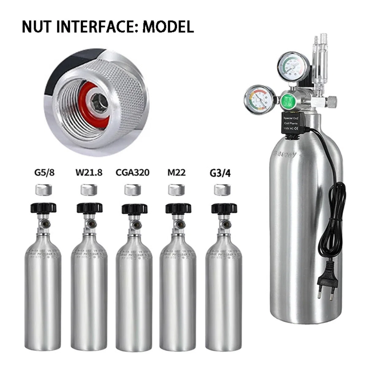 Regulador de CO2 for Acuario, Contador Burbujas solenoide, Sistema Control, válvula Reductora for Tanque Peces a Prueba Agua(M22)