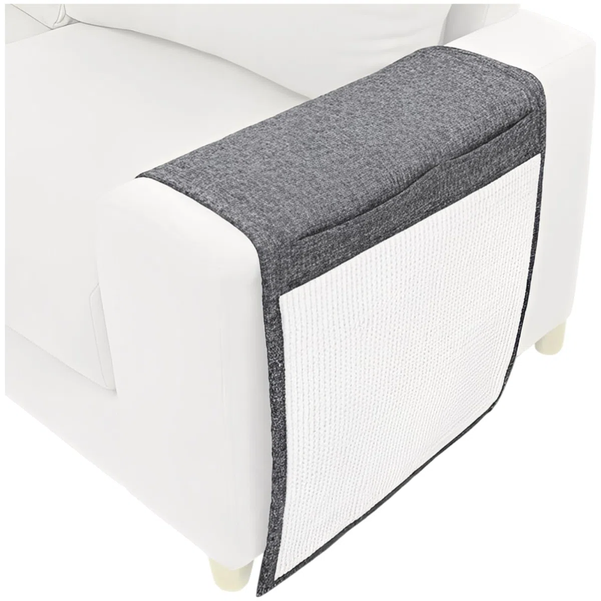 Almohadilla para rascar sofá y gatos, rascador de esquina de sisal natural de 51 pulgadas para el lado del sofá, protección de muebles contra gatos, almohadilla lateral grande con borde de tela, gris