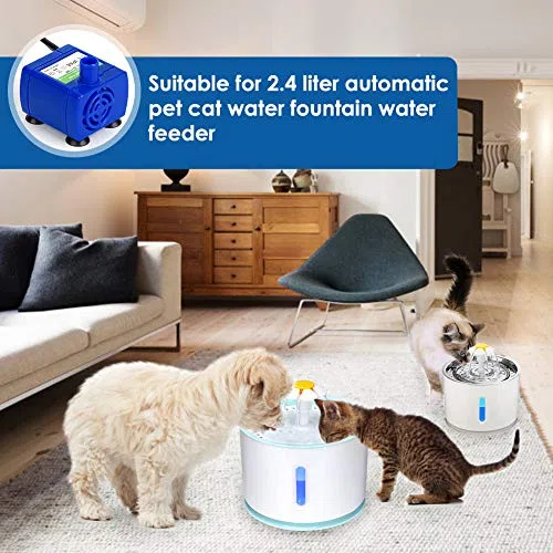 Bomba de Fuente para Gatos, Bomba de Repuesto para Fuente de Agua para Perros Y Gatos, Bomba de Fuente para Beber para Mascotas, Súper Silenciosa con Cable de Alimentación de 5.9 Pies para Fuente de a